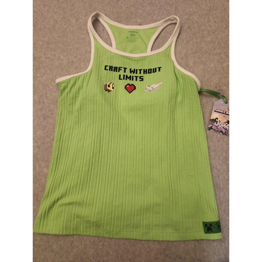 Minecraft Justice Tank Top Girls XL 16/18 Rib Knit Craft Without Limits‎ New